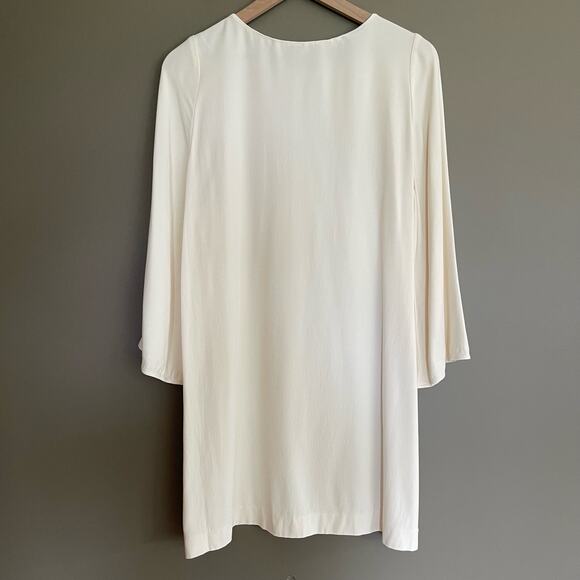 Helmut Lang Long Sleeve Crepe Shift Dress Ivory Cream Size Small Chic Clean Girl - Picture 12 of 16